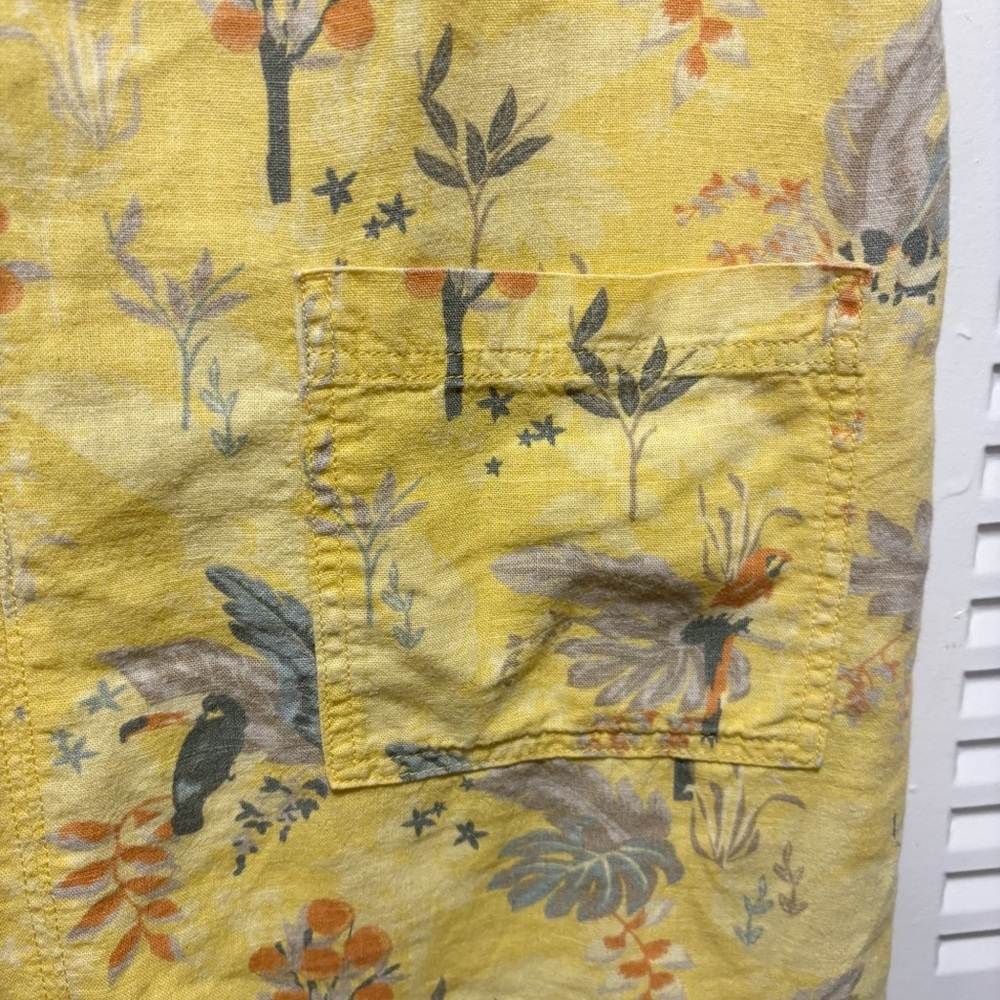 NEXT Shift Dress Linen Blend Yellow Floral Print Summer Smock Vintage Size 10 US - Picture 2 of 6